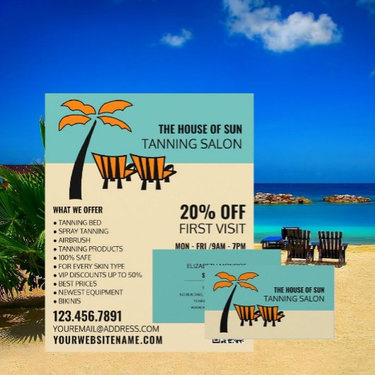 Palm Beach, Werbeflyer für Sonnenstudio Flyer