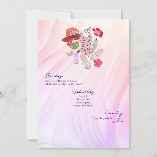 Palm Beach Zielort Weekend Junggeselinnen-Abschied Einladung (Rückseite)