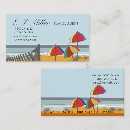 Palm- Beachozean-Seereise-Agent Visitenkarte (Vorne/Hinten)