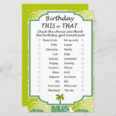 Palm Birthday dieses oder jenes Spiel (Vorne/Hinten)