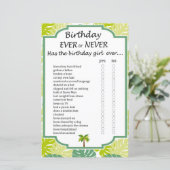 Palm Birthday jemals oder nie Spiel (Stehend Vorderseite)