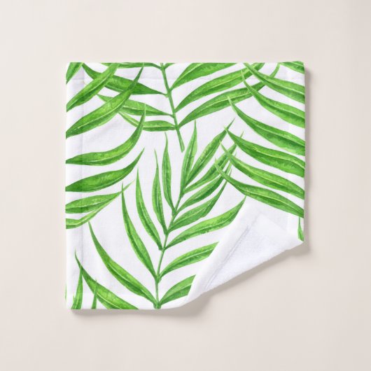 Palm Blätter Aquarell Badhandtuch Set (Waschlappen)