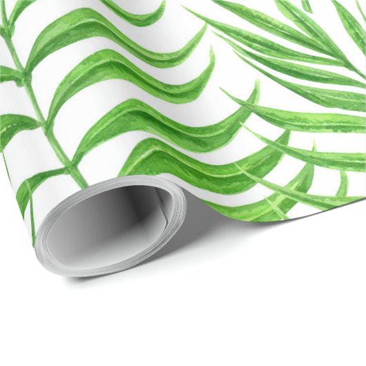 Palm Blätter Aquarell Geschenkpapier (Rolleneckpunkt)