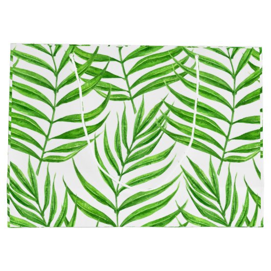 Palm Blätter Aquarell Große Geschenktüte (Rückseite)