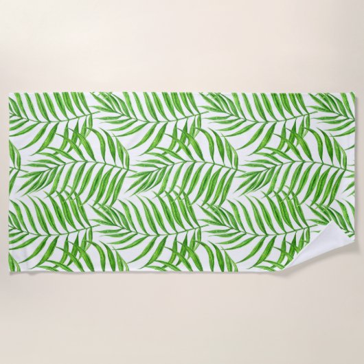 Palm Blätter Aquarell Strandtuch (Vorderseite)