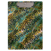 Palm Blätter auf einem leoparden Hintergrund. Serv Klemmbrett (Vorderseite)