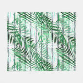 Palm Blätter auf einem schwarz-weiß gestreiften Hi Fleecedecke (Vorderseite (Horizontal))