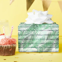 Palm Blätter auf einem schwarz-weiß gestreiften Hi