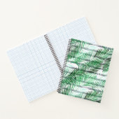 Palm Blätter auf einem schwarz-weiß gestreiften Hi Notizblock (Innenseite)