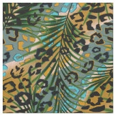 Palm Blätter auf Leopardenhintergrund Stoff (Nahaufnahme)