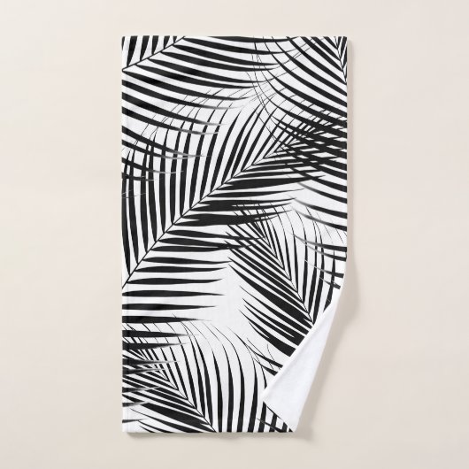 Palm Blätter - Black & White Cali Vibes #1 Badhandtuch Set (Handtuch)