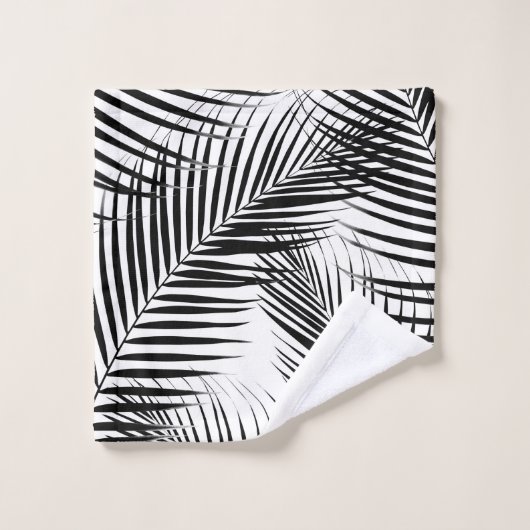 Palm Blätter - Black & White Cali Vibes #1 Badhandtuch Set (Waschlappen)