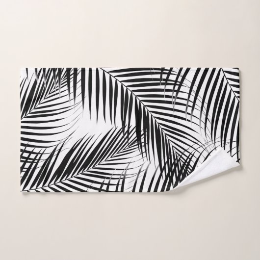 Palm Blätter - Black & White Cali Vibes #1 Badhandtuch Set (Handtuch)