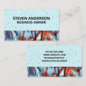 Palm-Blätter | Blauer Hintergrund Visitenkarte (Vorne/Hinten)