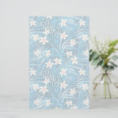 Palm Blätter Blaues Muster Briefpapier (Stehend Vorderseite)