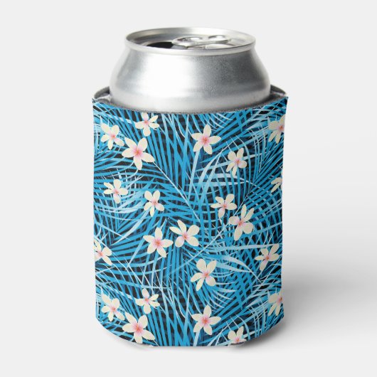 Palm Blätter Blaues Muster Dosenkühler (Kanne Vorderseite)