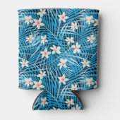 Palm Blätter Blaues Muster Dosenkühler (Vorderseite)