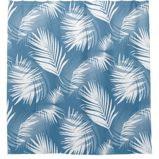 Palm Blätter Blue White Design 272 Duschvorhang (Vorderseite)