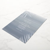 Palm Blätter Chambray Watercolor Beach Hochzeit Folieneinladung (Gedreht)