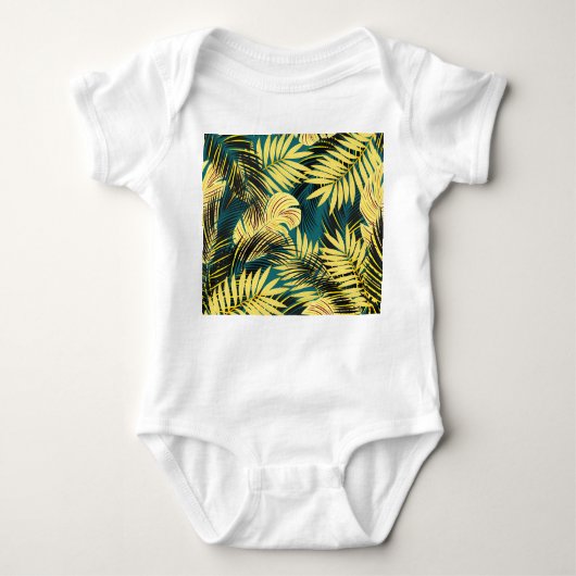 Palm-Blätter: Dunkel Vintag tropisch Baby Strampler (Vorderseite)