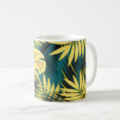 Palm-Blätter: Dunkel Vintag tropisch Kaffeetasse (VorderseiteRechts)