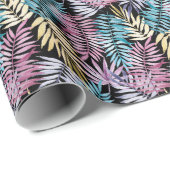 Palm-Blätter: dunkles Aquarellmuster Geschenkpapier (Rolleneckpunkt)