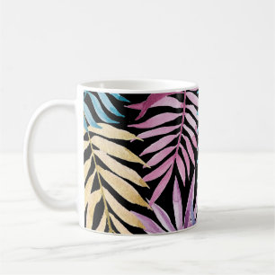 Palm-Blätter: dunkles Aquarellmuster Kaffeetasse