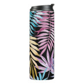 Palm-Blätter: dunkles Aquarellmuster Thermosbecher (Nach links gedreht)