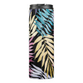 Palm-Blätter: dunkles Aquarellmuster Thermosbecher (Rückseite)
