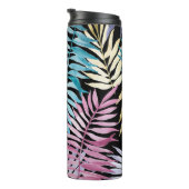 Palm-Blätter: dunkles Aquarellmuster Thermosbecher (Nach rechts gedreht)