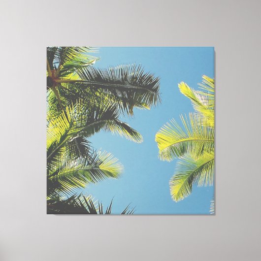 Palm Blätter Foto Tropical Summer Sky Retro Vibe Leinwanddruck (Vorderseite)