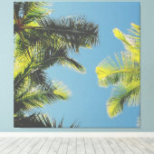 Palm Blätter Foto Tropical Summer Sky Retro Vibe Leinwanddruck (Insitu (Holzboden))