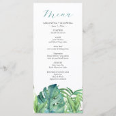 Palm-Blätter für Hochzeitsmenüs Tropisches Reisezi Menükarte (Vorderseite)