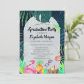 Palm Blätter Glitzer Grad Cap, Abschluss Einladung (Stehend Vorderseite)