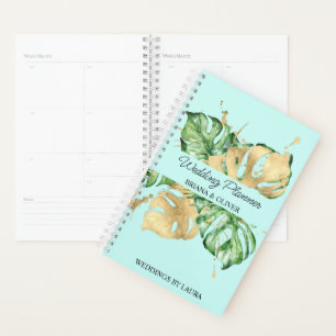 Palm Blätter Gold Aquamarine Tropenhochzeit Planer