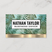 Palm-Blätter | Gold-Metallic-Trimm Visitenkarte (Vorderseite)