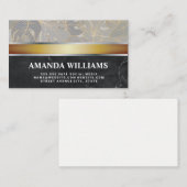 Palm-Blätter | Gold Silver Metal | Schwarzer Marmo Visitenkarte (Vorne/Hinten)