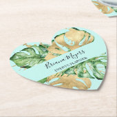 Palm Blätter Gold Tropical Aquamarin Untersetzer (angewinkelt)