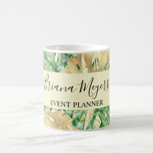 Palm Blätter Gold Tropical Yellow Kaffeetasse