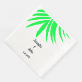 Palm Blätter Grün Weiß Custom Tropical Wedding Serviette (Ecke)