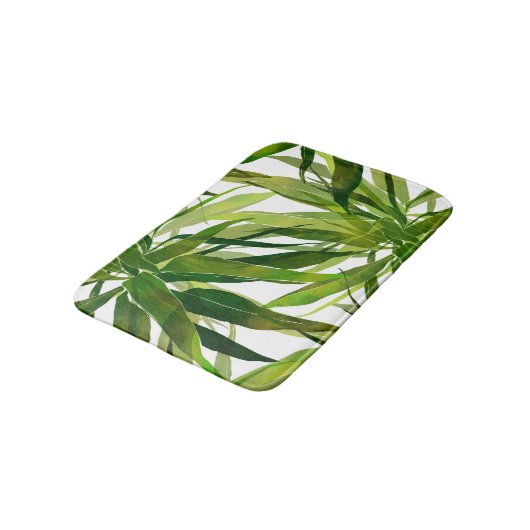 Palm-Blätter Handgemalte Muster Badematte (Schrägansicht)