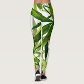 Palm-Blätter Handgemalte Muster Leggings (Rückseite)