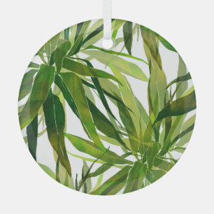 Palm-Blätter Handgemalte Muster Ornament Aus Glas