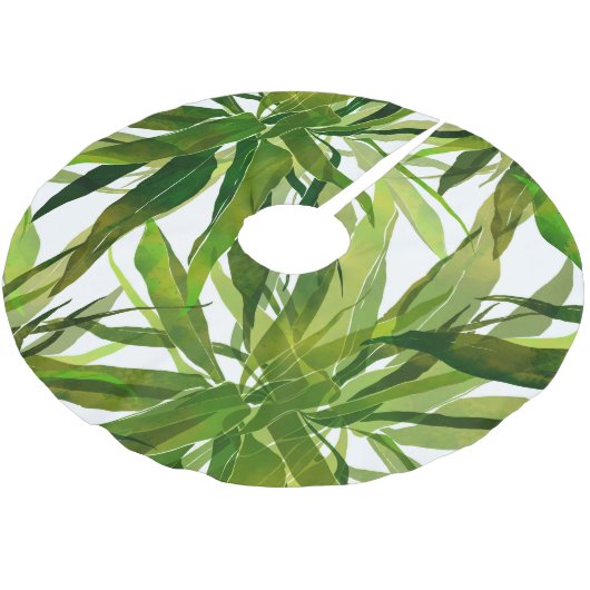 Palm-Blätter Handgemalte Muster Polyester Weihnachtsbaumdecke (Schrägansicht)