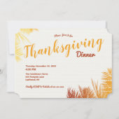 Palm Blätter HerbstfarbenErntedankfest Abendessen Einladung (Vorderseite)