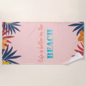 Palm Blätter Hibiskus Strandtuch (Vorderseite)