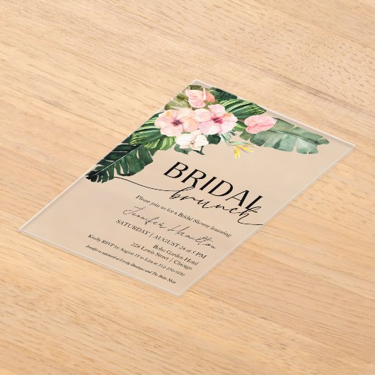 Palm Blätter Hibiskus Tropical Floral Bridal Brunc Acryleinladungen (Ablage )
