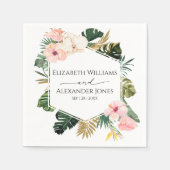 Palm Blätter Hibiskus Tropical Wedding Napkins Serviette (Vorderseite)