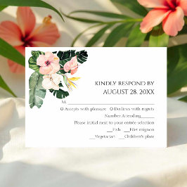 Palm Blätter Hibiskus Tropical Wedding RSVP Cards