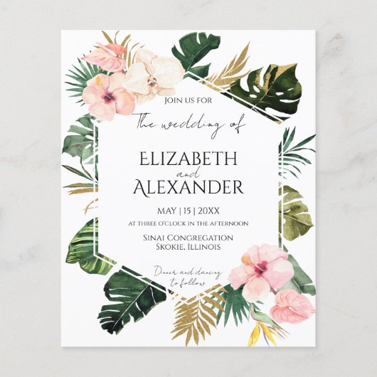 Palm Blätter Hibiskus Tropische Grünpflanzen Hochz (Vorderseite)